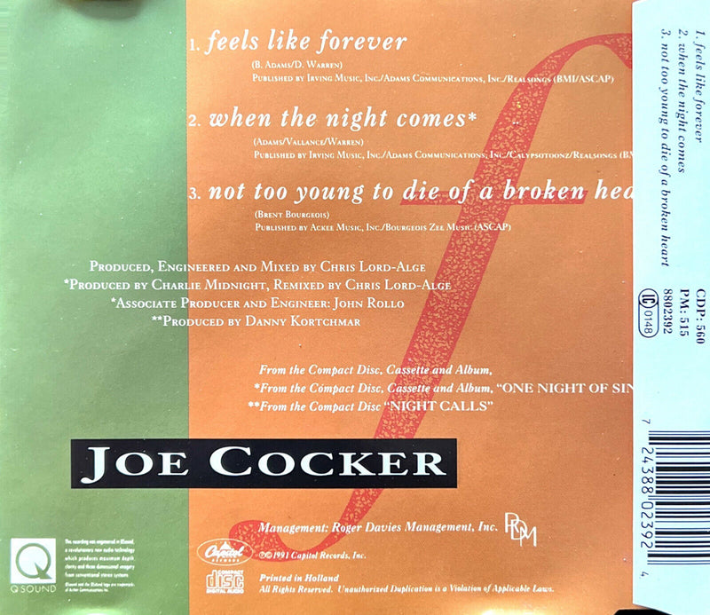 Joe Cocker Maxi CD Feels Like Forever