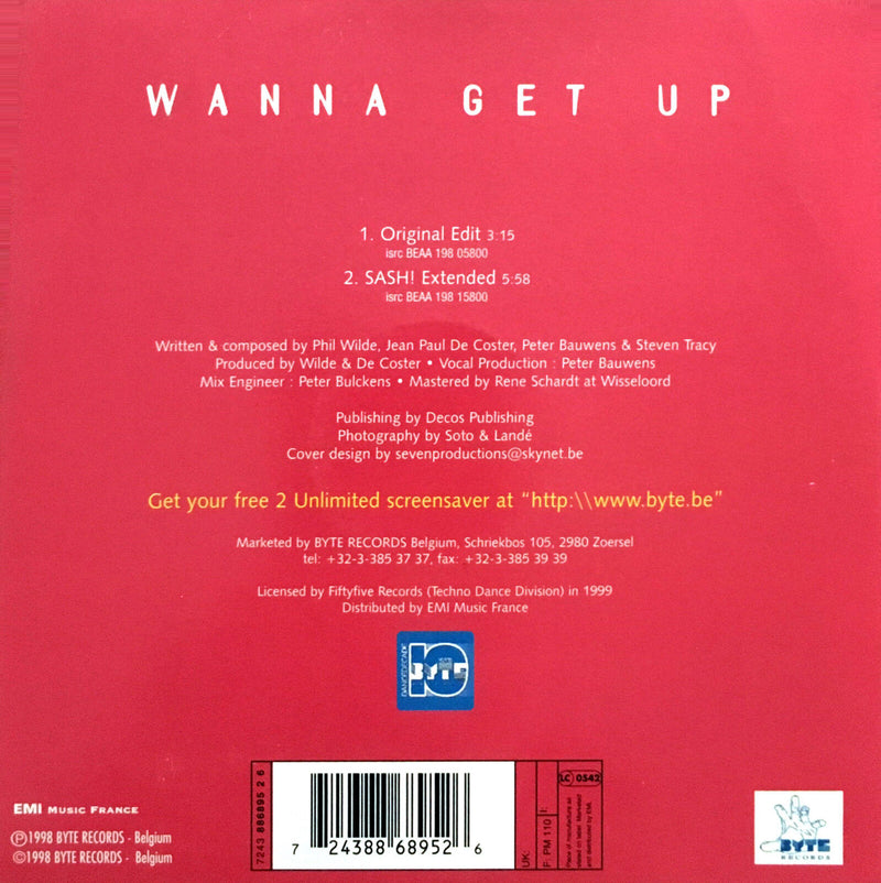 2 Unlimited CD Single Wanna Get Up - France (EX/EX+)