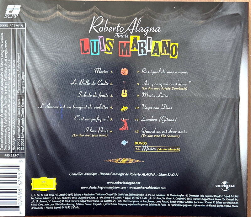 Roberto Alagna, Paris Symphonic Orchestra CD Chante Luis Mariano