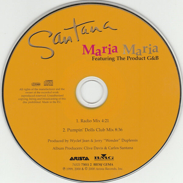 Santana Featuring The Product G&B CD Single Maria Maria - Europe (VG+/EX+)
