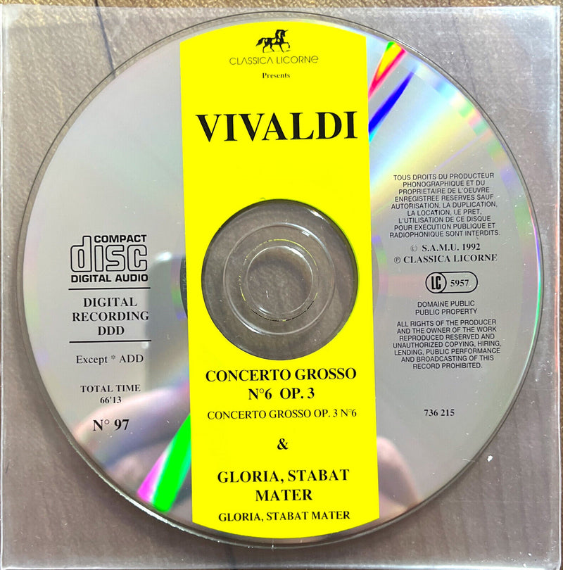 Vivaldi CD Concerto Grosso No. 6, Op. 3 & Gloria, Stabat Mater