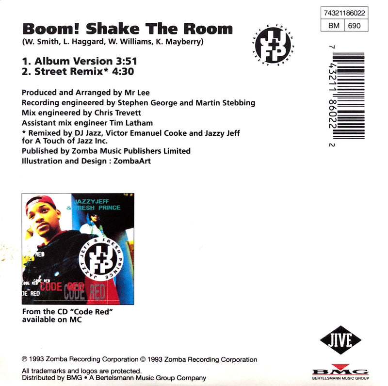 Jazzy Jeff & Fresh Prince CD Single Boom! Shake The Room - France (EX/EX)