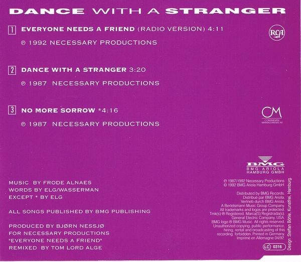 Dance With A Stranger Maxi CD Everyone Needs A Friend - Germany (M/EX+)