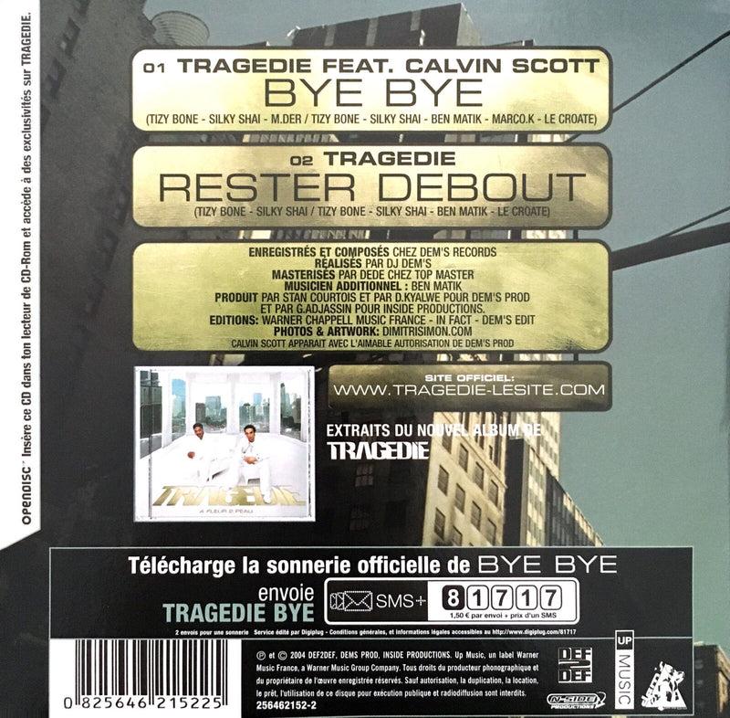 Tragédie Feat. Calvin Scott ‎CD Single Bye Bye - France (EX/EX)