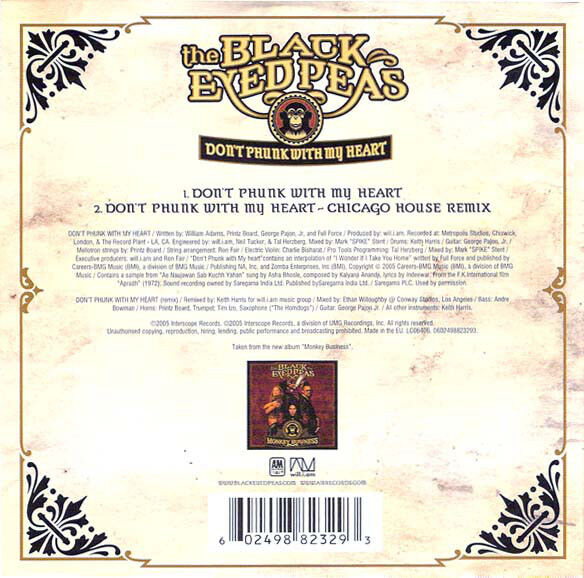 The Black Eyed Peas CD Single Don't Phunk With My Heart - Europe (EX+/EX+)
