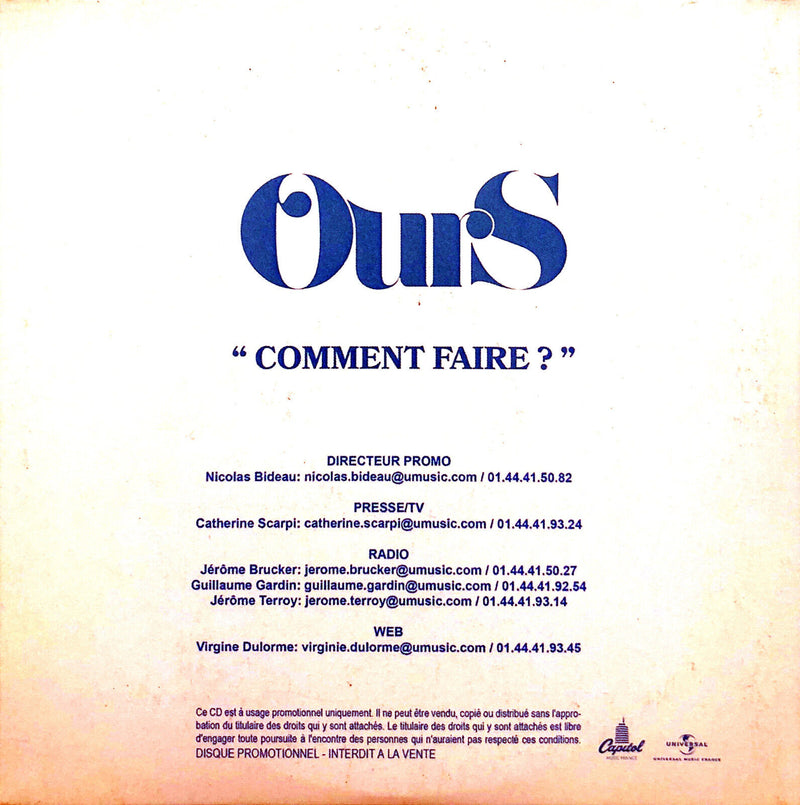Ours CD Single Comment Faire ? - Promo - France (EX+/M)