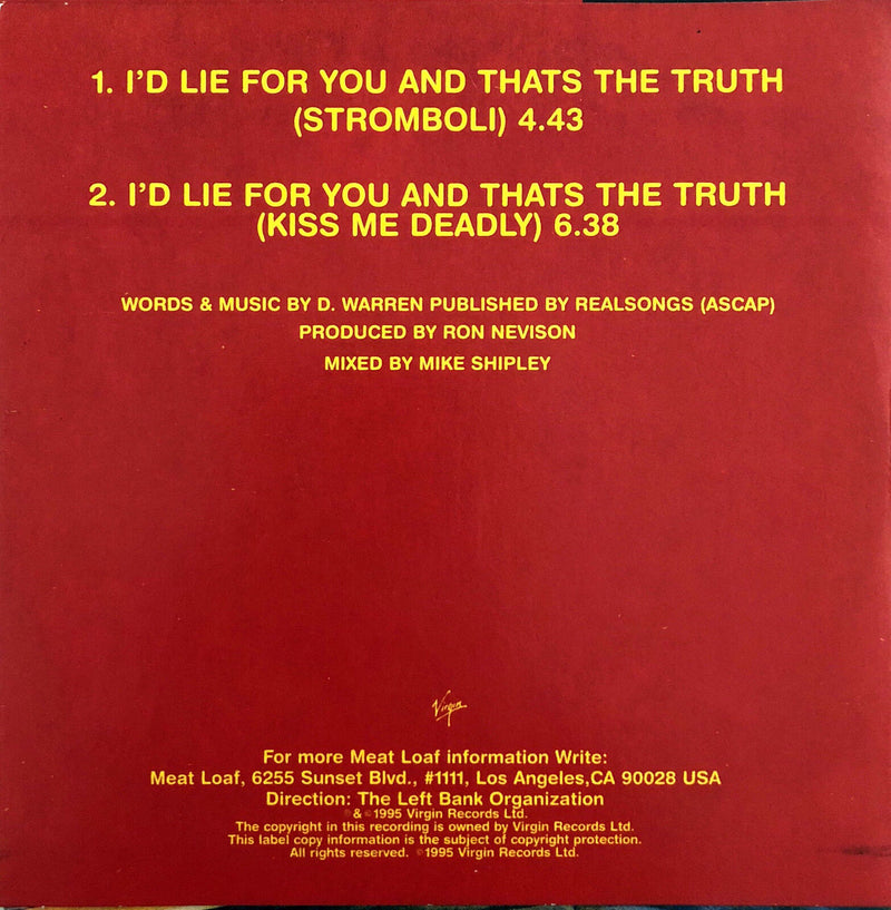 Meat Loaf ‎CD Single I'd Lie For You (And That's The Truth) - UK (EX/EX+)
