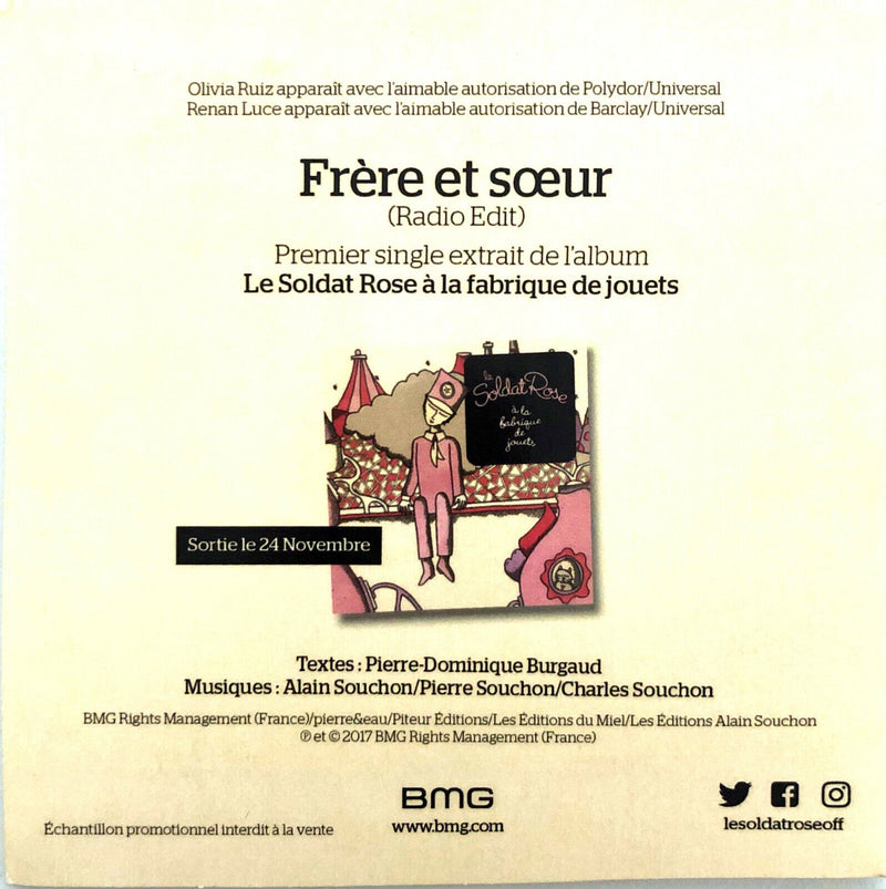Olivia Ruiz & Renan Luce ‎CD Single Le Soldat Rose A La Fabrique De Jouets - Frè