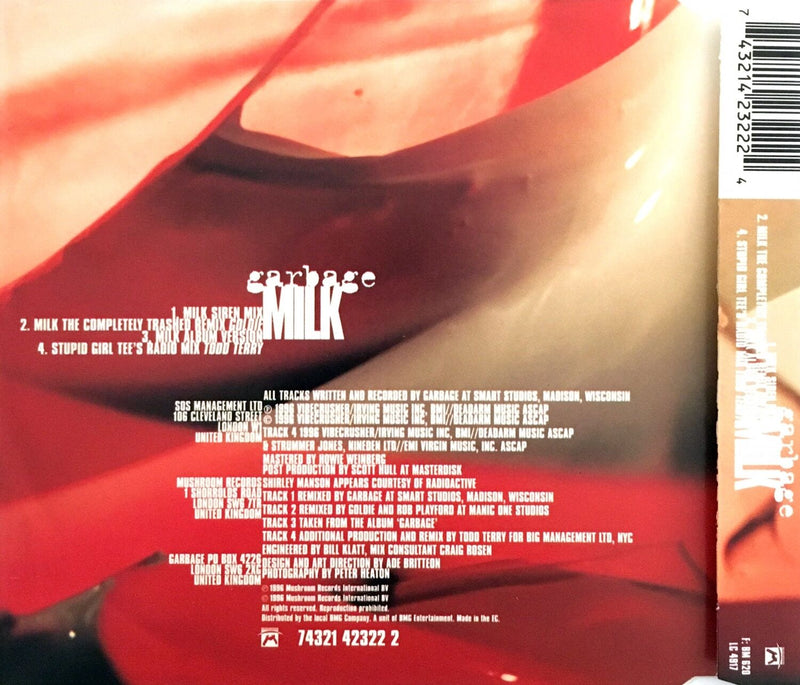 Garbage ‎Maxi CD Milk (Mushroom ‎– 74321 42322 2) - Europe (M/M)