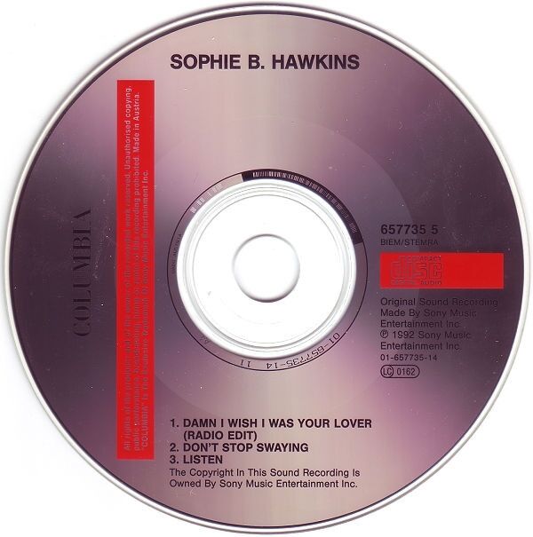 Sophie B. Hawkins ‎Maxi CD Damn I Wish I Was Your Lover - Europe (EX+/EX)