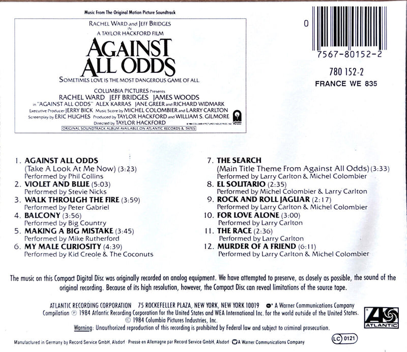 Various CD Against All Odds (Music From The Original Motion Picture Soundtrack)