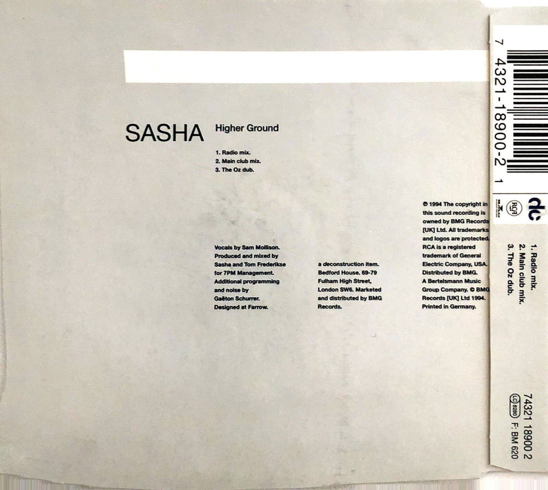 Sasha ‎Maxi CD Higher Ground - England (EX+/EX+)