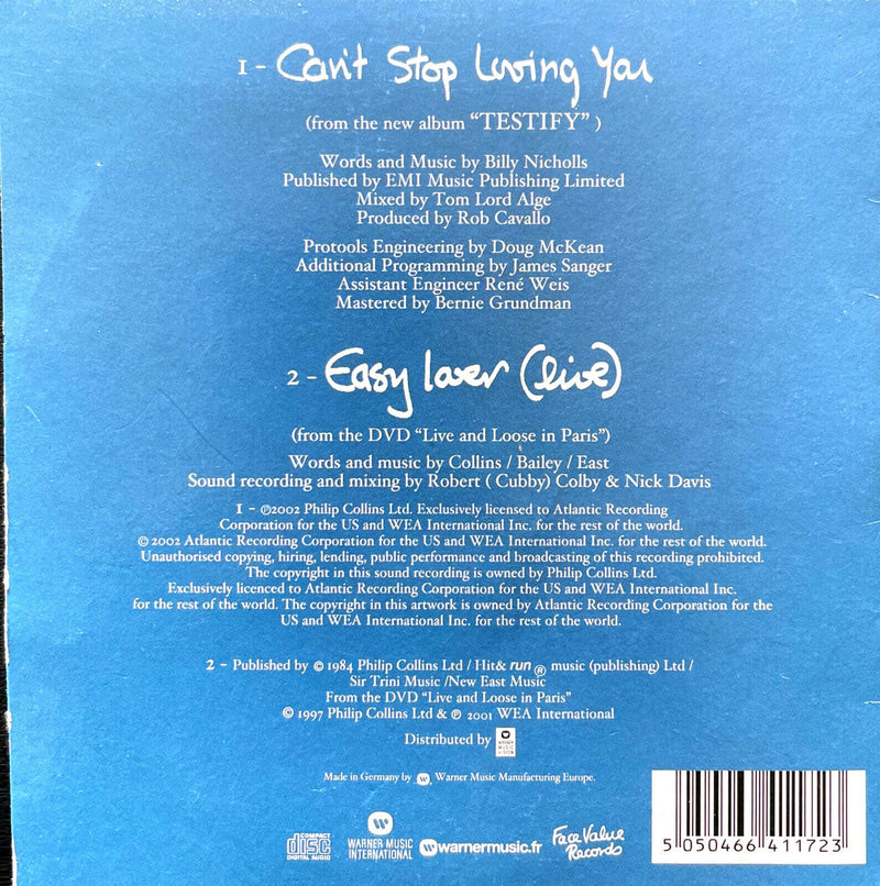 Phil Collins CD Single Can't Stop Loving You - France