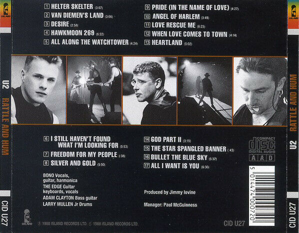 U2 ‎CD Rattle And Hum - UK (VG+/EX+)
