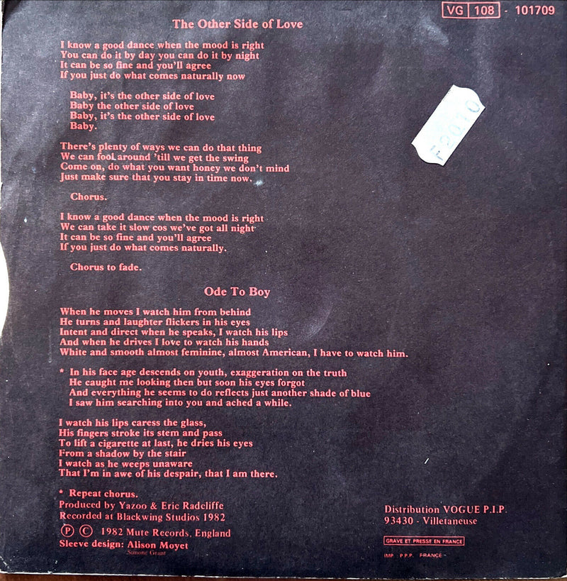 Yazoo 7" The Other Side Of Love