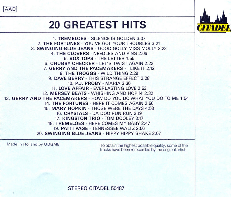 Compilation CD 20 Greatest Hits - UK (EX+/EX)