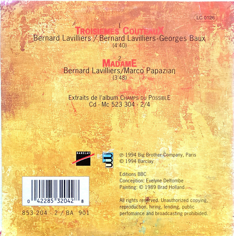 Lavilliers CD Single Troisièmes Couteaux - France (VG/VG+)