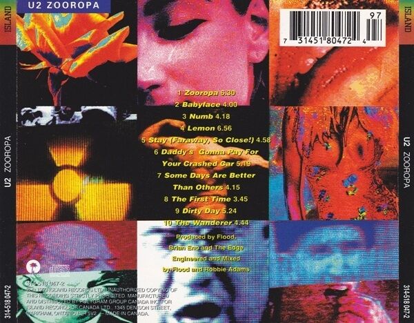 U2 CD Zooropa - Canada