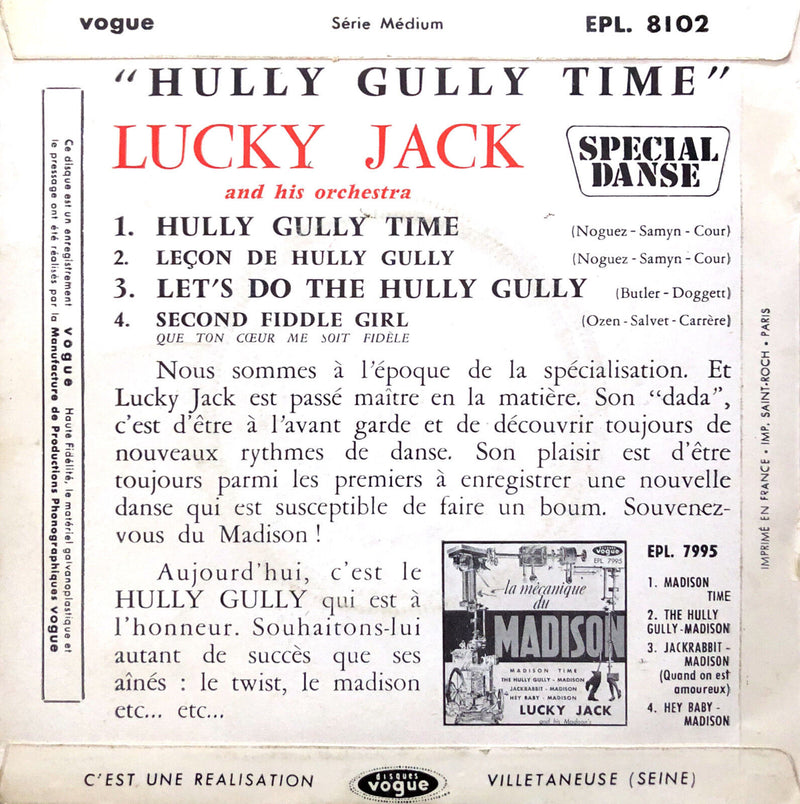 Lucky Jack And His Orchestra ‎7" Hully Gully Time - France (VG+/VG+)