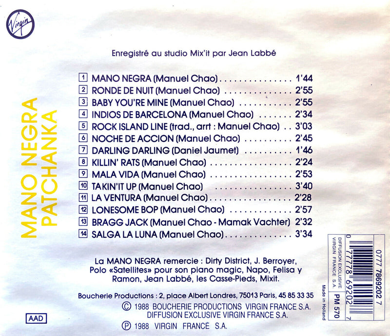 Mano Negra CD Patchanka - Europe (VG+/EX+)
