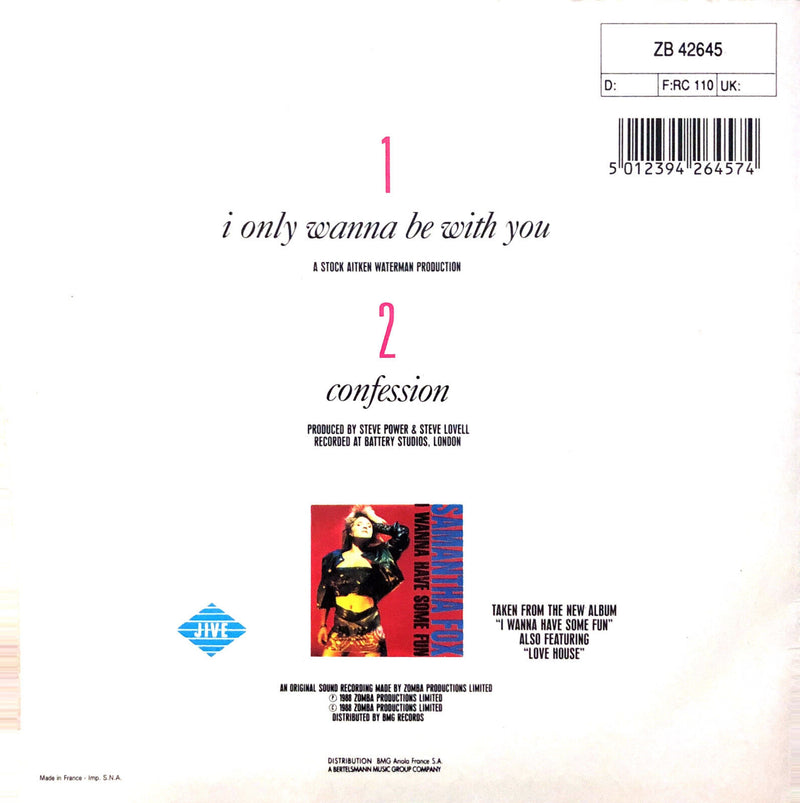 Samantha Fox ‎7" I Only Wanna Be With You - France (EX/EX)