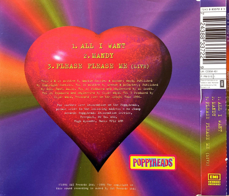 Poppyheads ‎Maxi CD All I Want - UK (M/M)