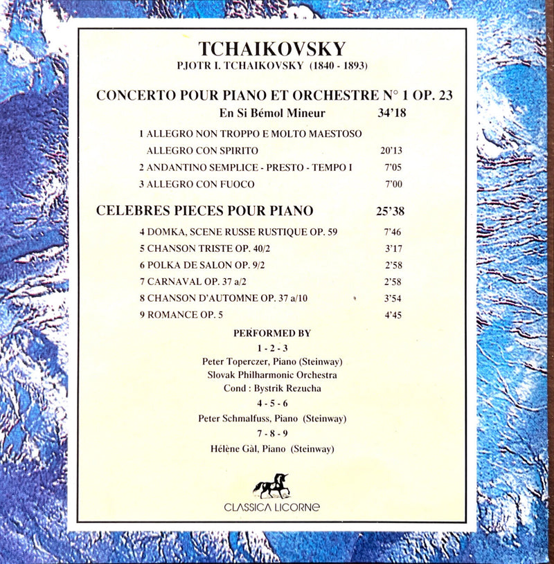Tchaikovsky CD Concerto Pour Piano Et Orchestre & Célèbres Pièces Pour Piano