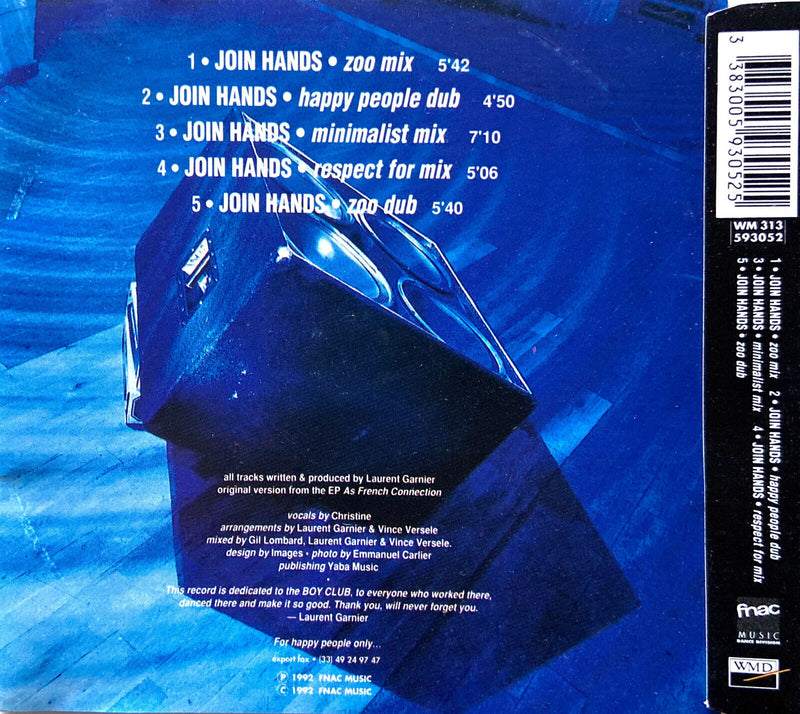 Laurent Garnier ‎Maxi CD Join Hands Remixes - France (EX+/VG)