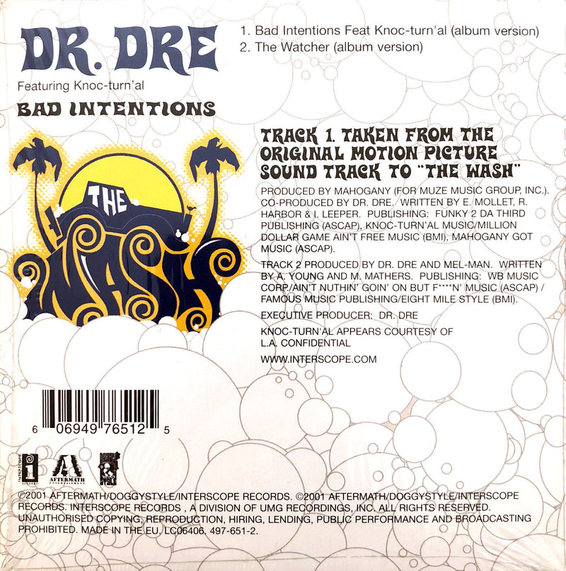 Dr. Dre Featuring Knoc-Turn'al CD Single Bad Intentions - Europe (EX/EX+)