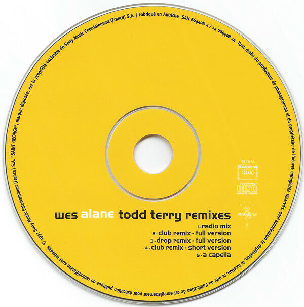 Wes ‎Maxi CD Alane (Todd Terry Remixes) - Europe (VG+/VG)