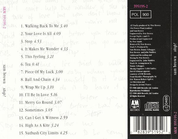 Sam Brown ‎CD Stop! - Europe (EX+/EX+)