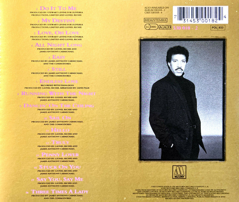 Lionel Richie CD Back To Front - Europe (EX/EX)