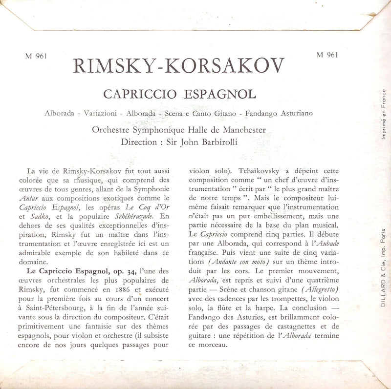 Rimsky Korsakov 7" Capricio Espagnol - France (VG+/M)