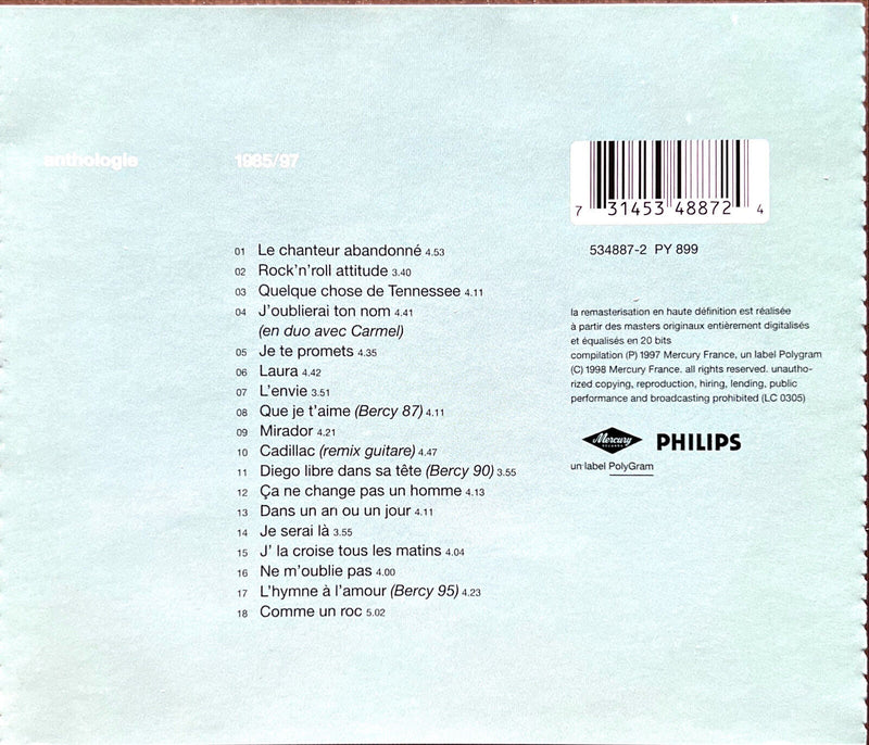 Johnny Hallyday CD Anthologie 1985-97