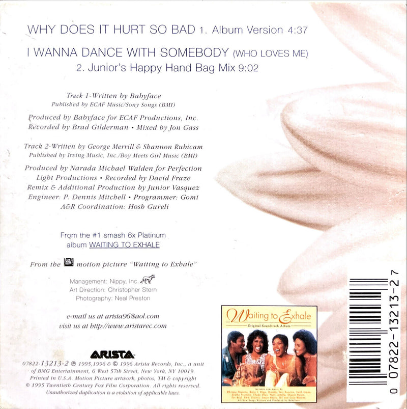 Whitney Houston CD Single Why Does It Hurt So Bad