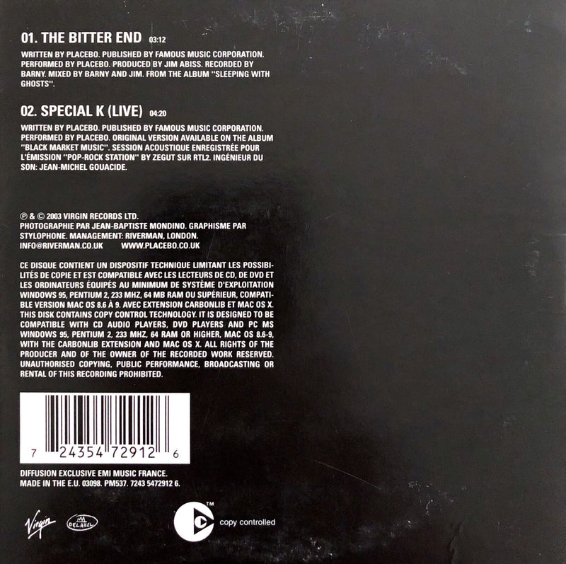Placebo ‎CD Single The Bitter End - France (VG/EX+)