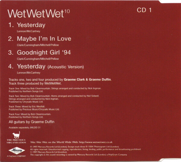 Wet Wet Wet¹º Maxi CD Yesterday / Maybe I'm In Love - Europe (M/EX)