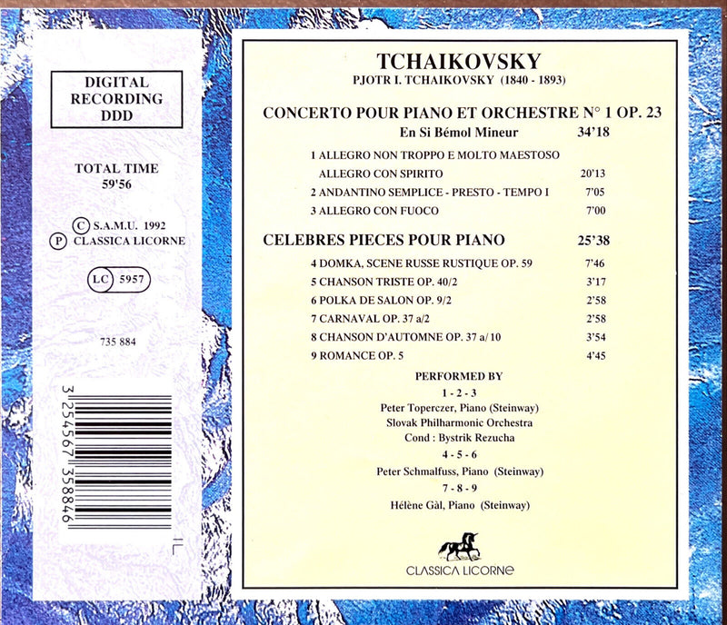 Tchaikovsky CD Concerto Pour Piano Et Orchestre & Célèbres Pièces Pour Piano