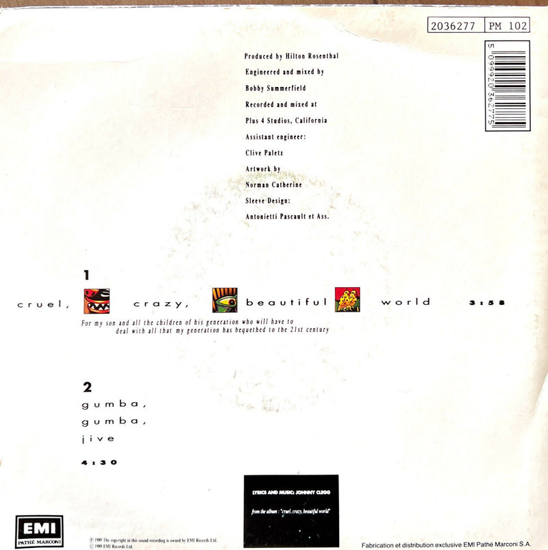 Johnny Clegg & Savuka 7" Cruel, Crazy, Beautiful World