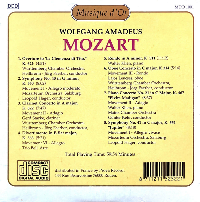 Wolfgang Amadeus Mozart CD Mozart