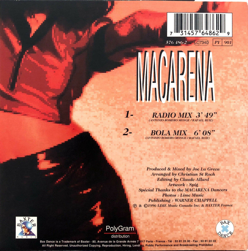 Los Del Mar Featuring Pedro Castano CD Single Macarena - France (EX+/EX+)