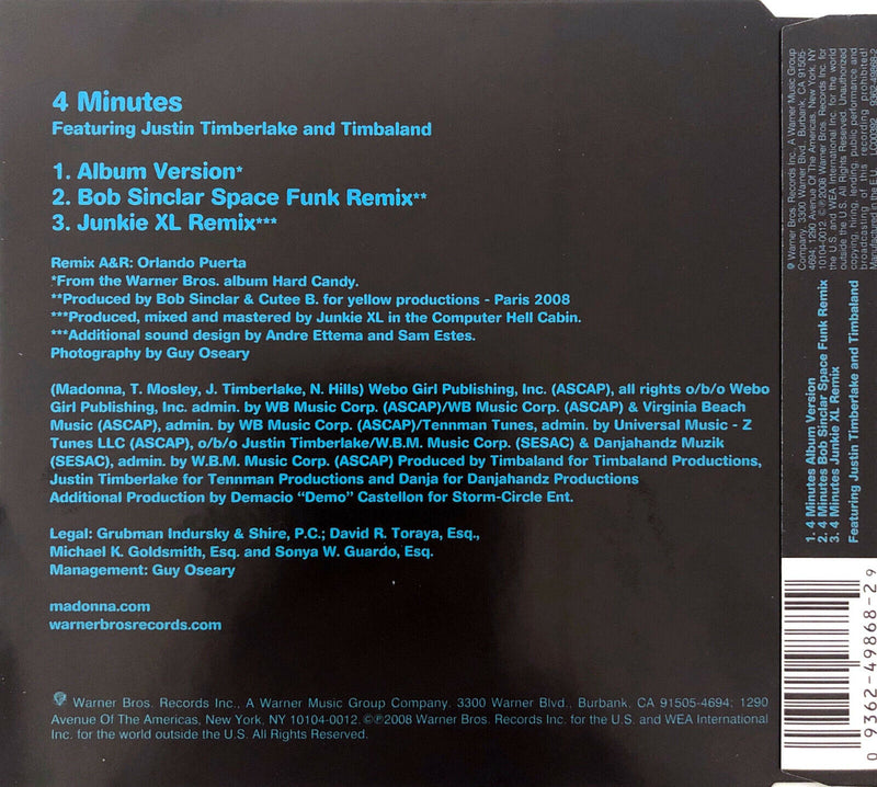 Madonna & Justin Maxi CD 4 Minutes - Europe (M/EX)