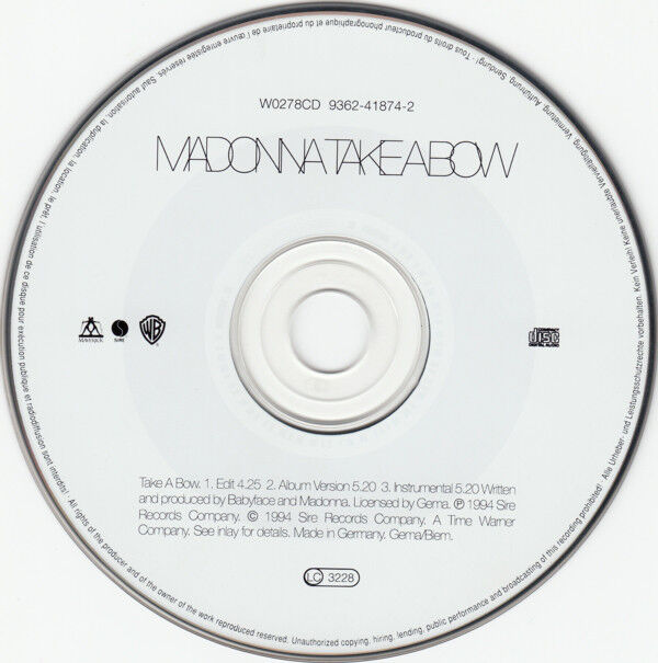 Madonna Maxi CD Take A Bow - Europe (EX/M)