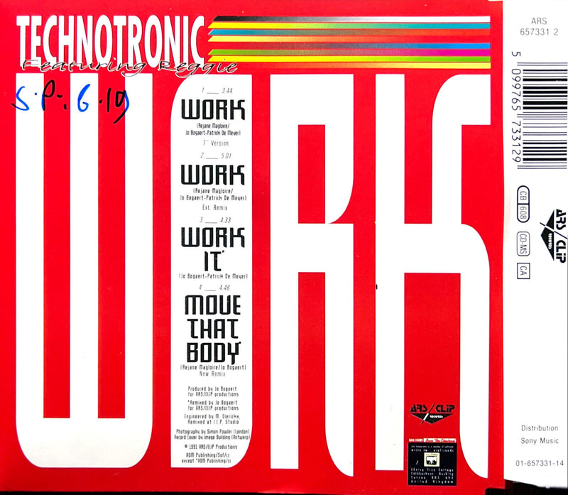 Technotronic Featuring Reggie Maxi CD Work