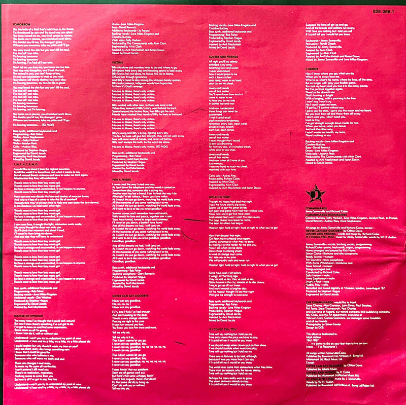 The Communards LP Red - Europe