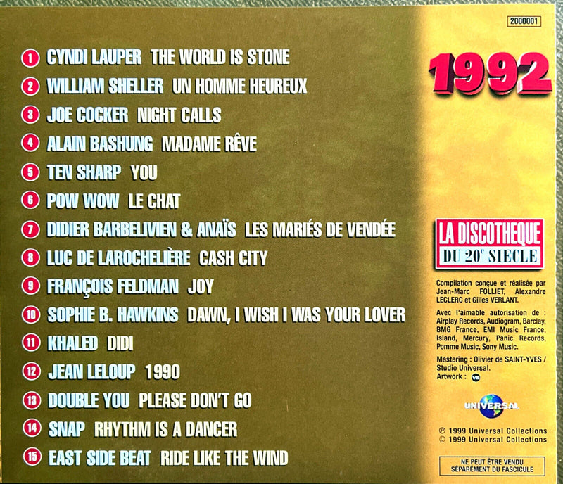 Various CD Les 15 Tubes De 1992