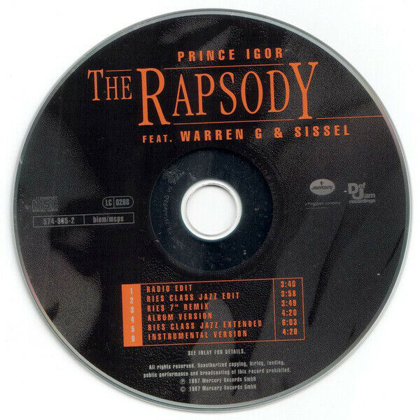 The Rapsody Feat. Warren G & Sissel ‎Maxi CD Prince Igor - Europe (M/EX)