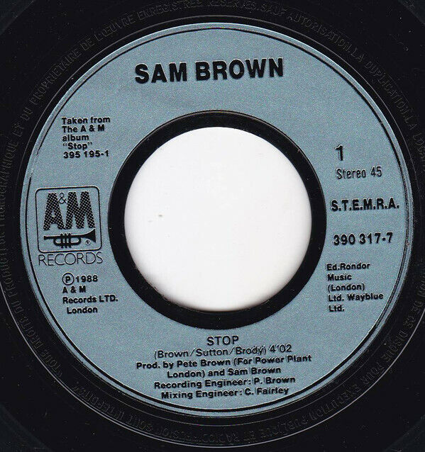 Sam Brown ‎7" Stop! - France (VG/EX)