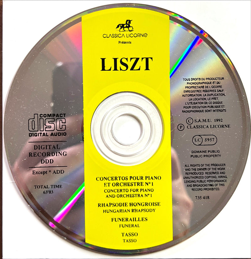 Liszt CD Concertos Pour Piano Et Orchestre N°1 - Rapsodie Hongroise - Funéraille