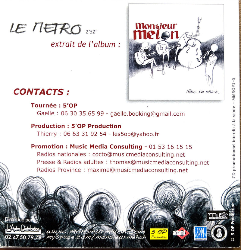 Monsieur Melon CD Single Le Métro - Promo